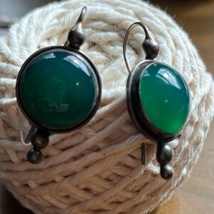 Elegant Green Stone Earrings 925 silver
